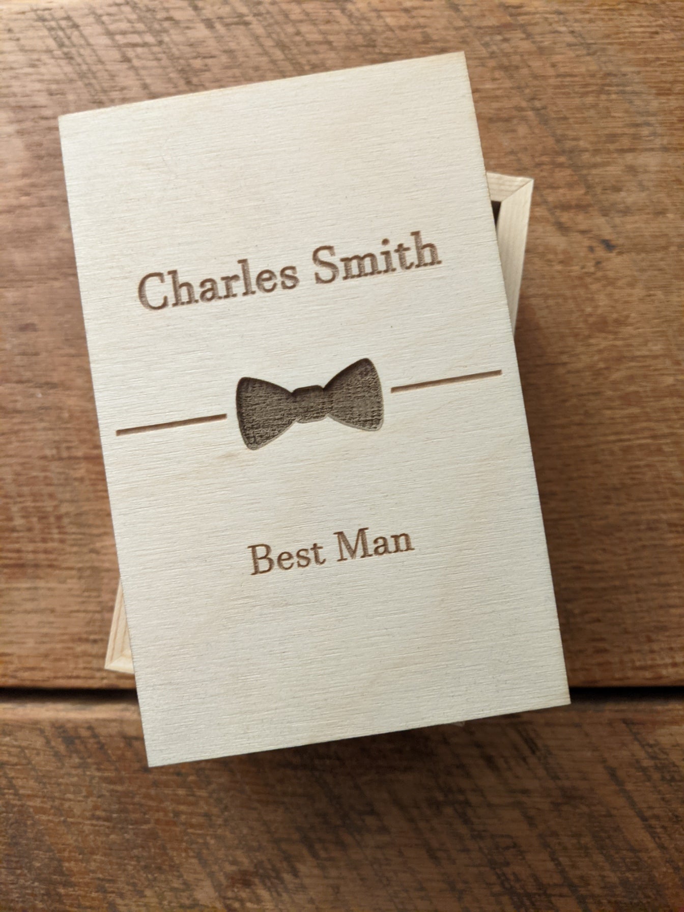 Atan Groomsman Package w/Engraved Wood Gift Boxes