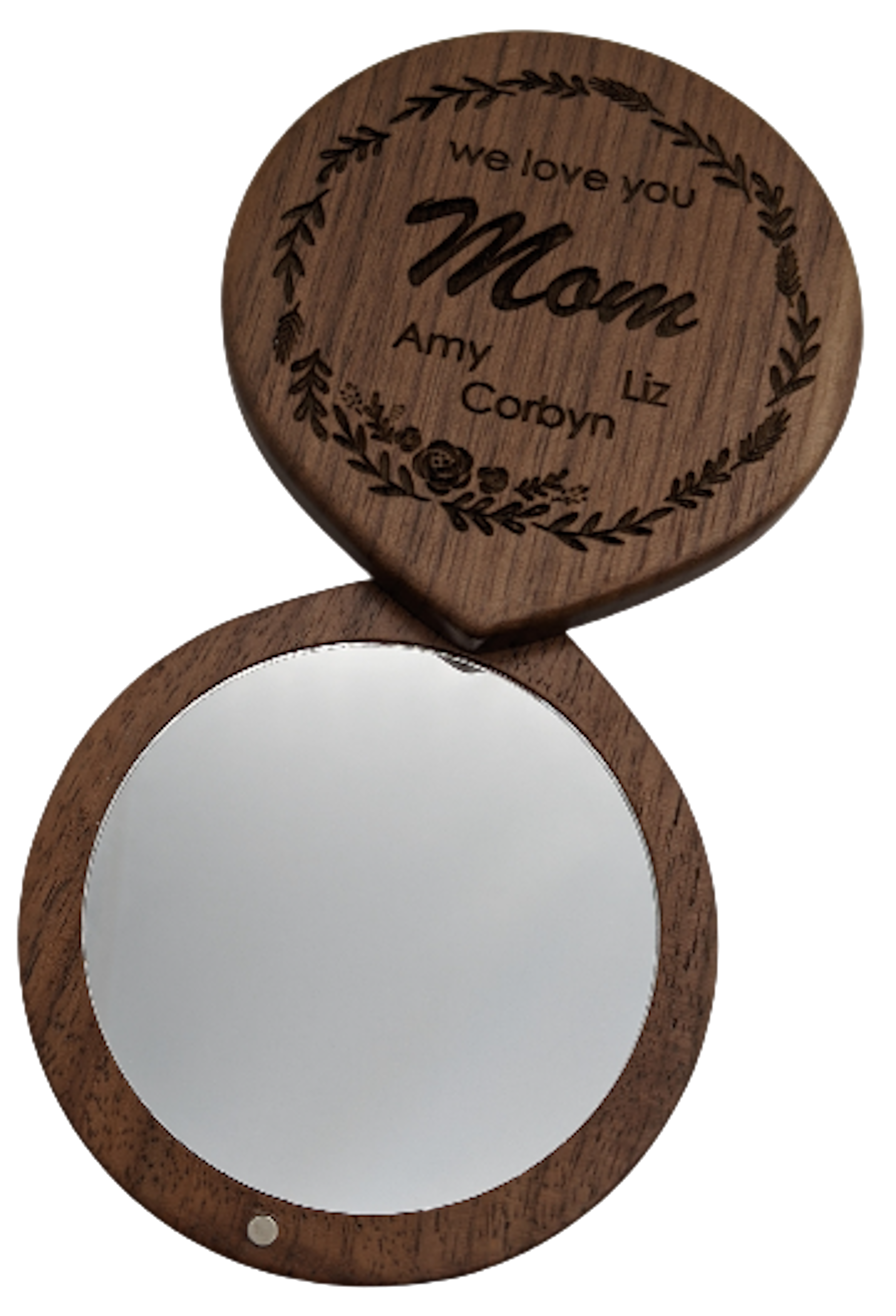 Engraved Wood Compact Mirror
