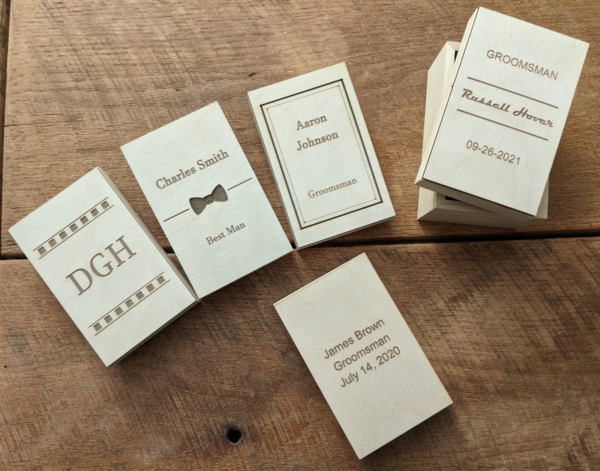Teton Groomsman Package w/Engraved Wood Gift Boxes