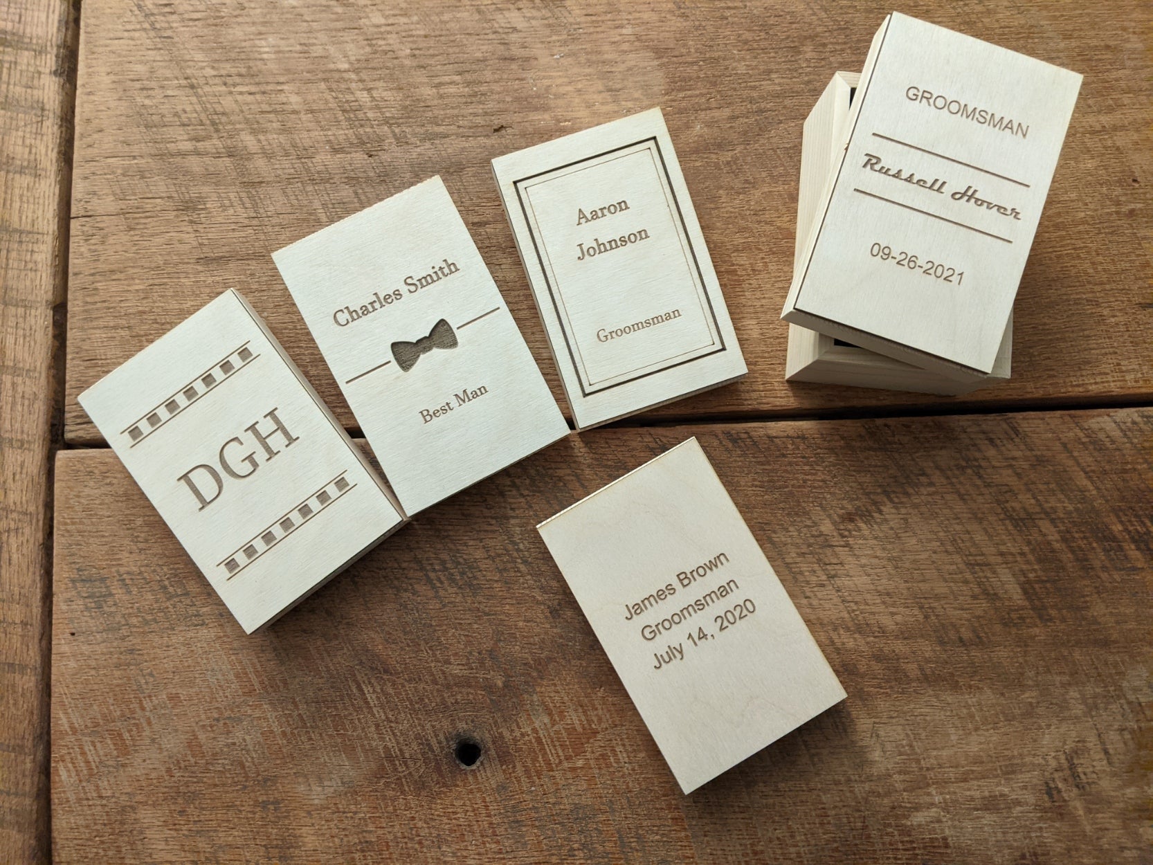 Harvard Series II Groomsman Package w/Engraved Wood Gift Boxes