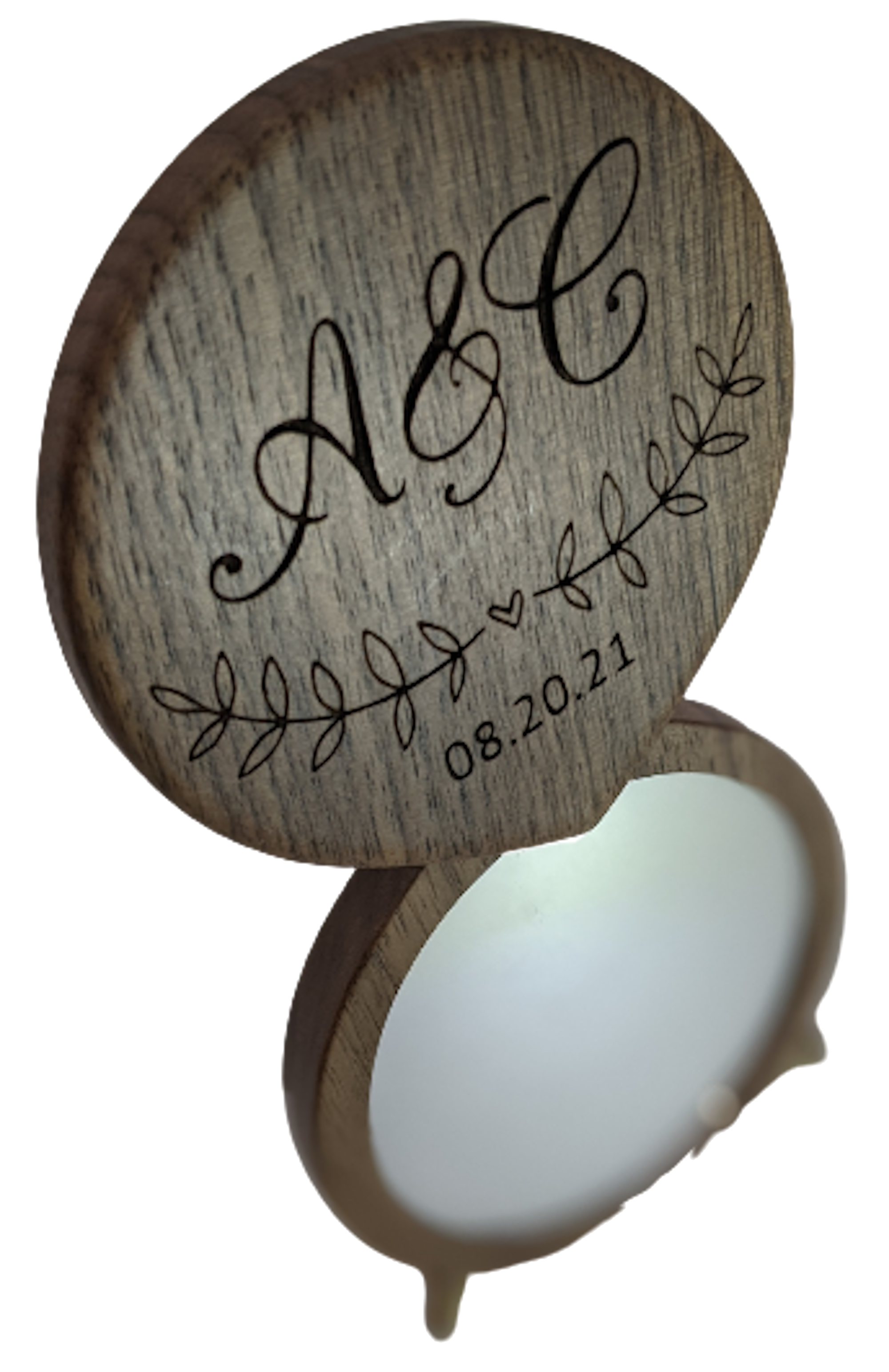Engraved Wood Compact Mirror